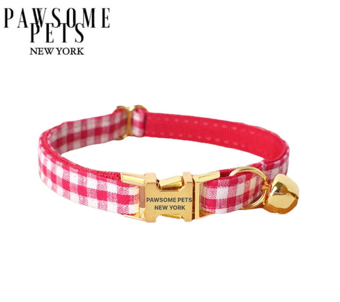 SMALL SIZE DOG & CAT COLLAR - FRENCH VERMILION STRIPE